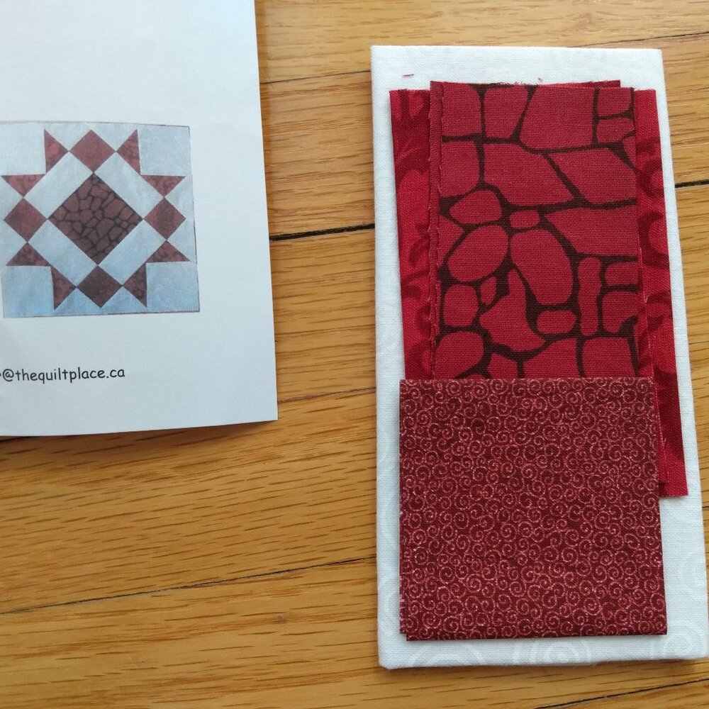 Quilt Block Sewing Pattern Kit with Fabric "Maple Star" Shop Hop July 2014